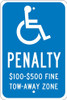 Penalty $100-500 Fine - 18X12 .080 Ref Alum Sign - TMS338J