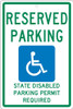 Reserved Parking State Permit Required  - 18X12 - .063 Alum Sign - TMS341H