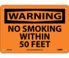 Warning: No Smoking Within 50 Feet - 7X10 - Rigid Plastic - W401R