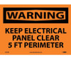 Warning: Keep Electrical Panel Clear 5 Ft Perimeter - 10X14 - PS Vinyl - W410PB