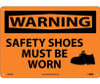 Warning: Safety Shoes Must Be Worn - Graphic - 10X14 - .040 Alum - W462AB