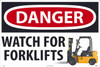 Danger: Watch For Forklifts Large Floor And Wall Sign - 24X36 - Texwalk - WF07TW