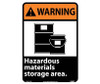 Warning: Hazardous Materials Storage Area (W/Graphic) - 14X10 - PS Vinyl - WGA15PB