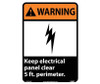 Warning: Keep Electrical Panel Clear 5 Ft. Perimeter - 14X10 - PS Vinyl - WGA26PB