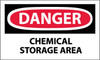 DANGER, CHEMICAL STORAGE AREA, 3X5, PS VINYL, 5PK