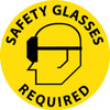 Walk On Floor Sign - 17" Dia. - Textured Non-Slip Surface - Safety Glasses Required - WFS15