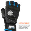 Ergodyne ProFlex 816 Thermal Half Finger Winter Work Gloves - Flip-Top Mittens