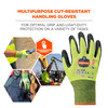 Ergodyne ProFlex 7022 Hi-Vis Nitrile Coated Cut-Resistant Gloves - ANSI A2, EN388: 4342B, 18g, Dry Grip - Lime - 144-pair