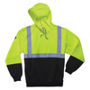 Ergodyne GloWear 8293 Hi-Vis Hooded Sweatshirt - Type R, Class 2, Black Bottom - Lime