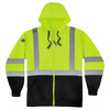 Ergodyne GloWear 8372 Zip-Up Hi-Vis Hooded Sweatshirt - Type R, Class 3, Black Bottom - Lime