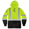 Ergodyne GloWear 8373 Hi-Vis Hooded Sweatshirt - Type R, Class 3, Black Bottom - Lime