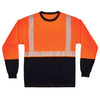 Ergodyne GloWear 8281BK Hi-Vis Performance Long Sleeve T-Shirt - Type R, Class 2, Black Bottom - Orange