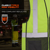 Ergodyne GloWear 8210Z-BK Mesh Hi-Vis Safety Vest - Type R, Class 2, Zipper, Black Bottom - Lime