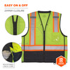 Ergodyne GloWear 8251HDZ-BK Two-Tone Hi-Vis Safety Vest - Type R, Class 2, Zipper, Black Bottom - Lime