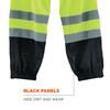 Ergodyne GloWear 8910BK Hi-Vis Pants - Class E, Black Bottom - Lime