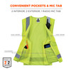 Ergodyne GloWear 8249Z Hi-Vis Surveyors Vest - Type R, Class 2, Zipper, Economy - Lime