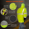 Ergodyne GloWear 8388 4-in-1 Hi-Vis Winter Jacket Parka with Black Bottom - Type R, Class 3/2 - Lime