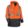 Ergodyne GloWear 8388 4-in-1 Hi-Vis Winter Jacket Parka with Black Bottom - Type R, Class 3/2 - Orange