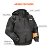 Ergodyne GloWear 8377EV Enhanced Visibility Reflective Winter Bomber Jacket - Non-Certified - Black