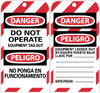 Tags - Lockout - Danger: Do Not Operate Equipment(Bilingual) - 6X3 - Unrip Vinyl - 10/Pk Grommet - SPLOTAG14
