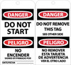 Tags - Do Not Start (Bilingual) - 6X3 - Unrip Vinyl - Pack of 25 W/ Grommet - RPT103G