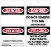 Tags - Danger: Do Not Remove (Bilingual) - 6X3 - Unrip Vinyl - Pack of 25 W/ Grommet - RPT109G