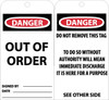 Tags - Danger: Out Of Order - 6X3 - Unrip Vinyl - Pack of 25 W/ Grommet - RPT25G