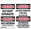 Tags - Lockout - Danger: This Tag & Lock To Be Removed Only(Bilingual) - 6X3 - Unrip Vinyl - 10/Pk Grommet - SPLOTAG1