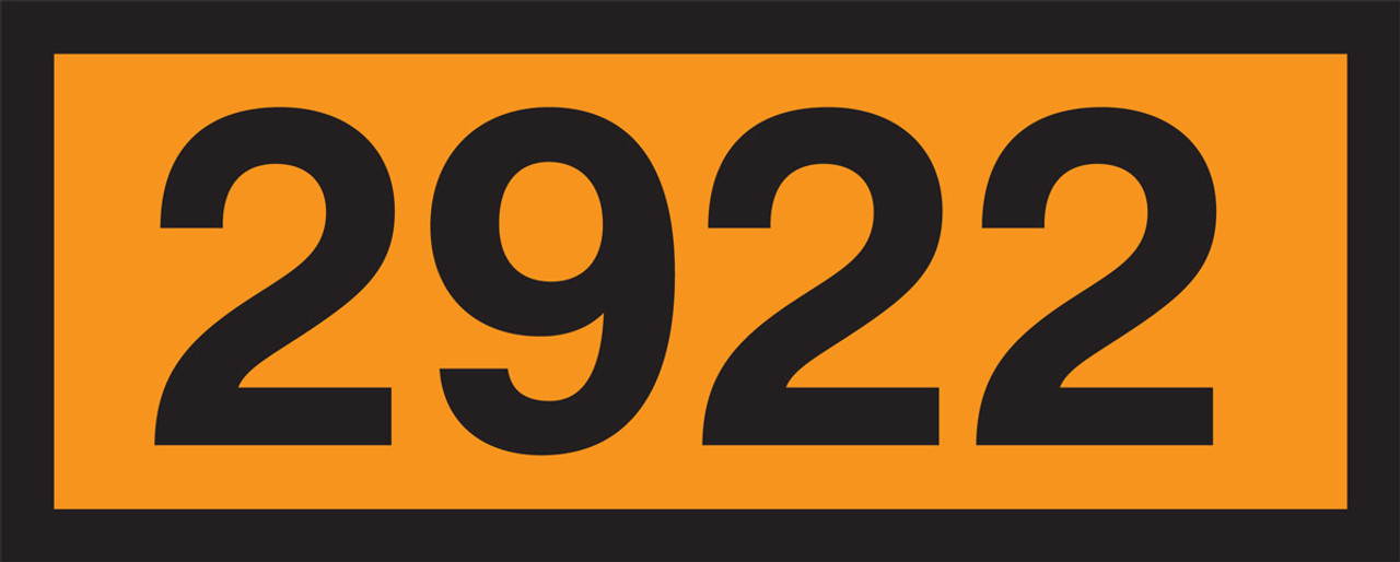 Orange 4-Digit Panel: 2922 (Corrosive Liquid, Toxic) 6.3