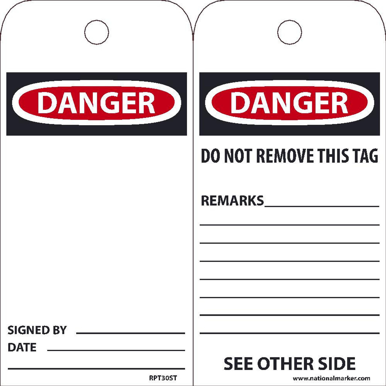 Ez Pull Tags - Danger: Blank - 6X3 - Tags On A Roll - Box Of 100