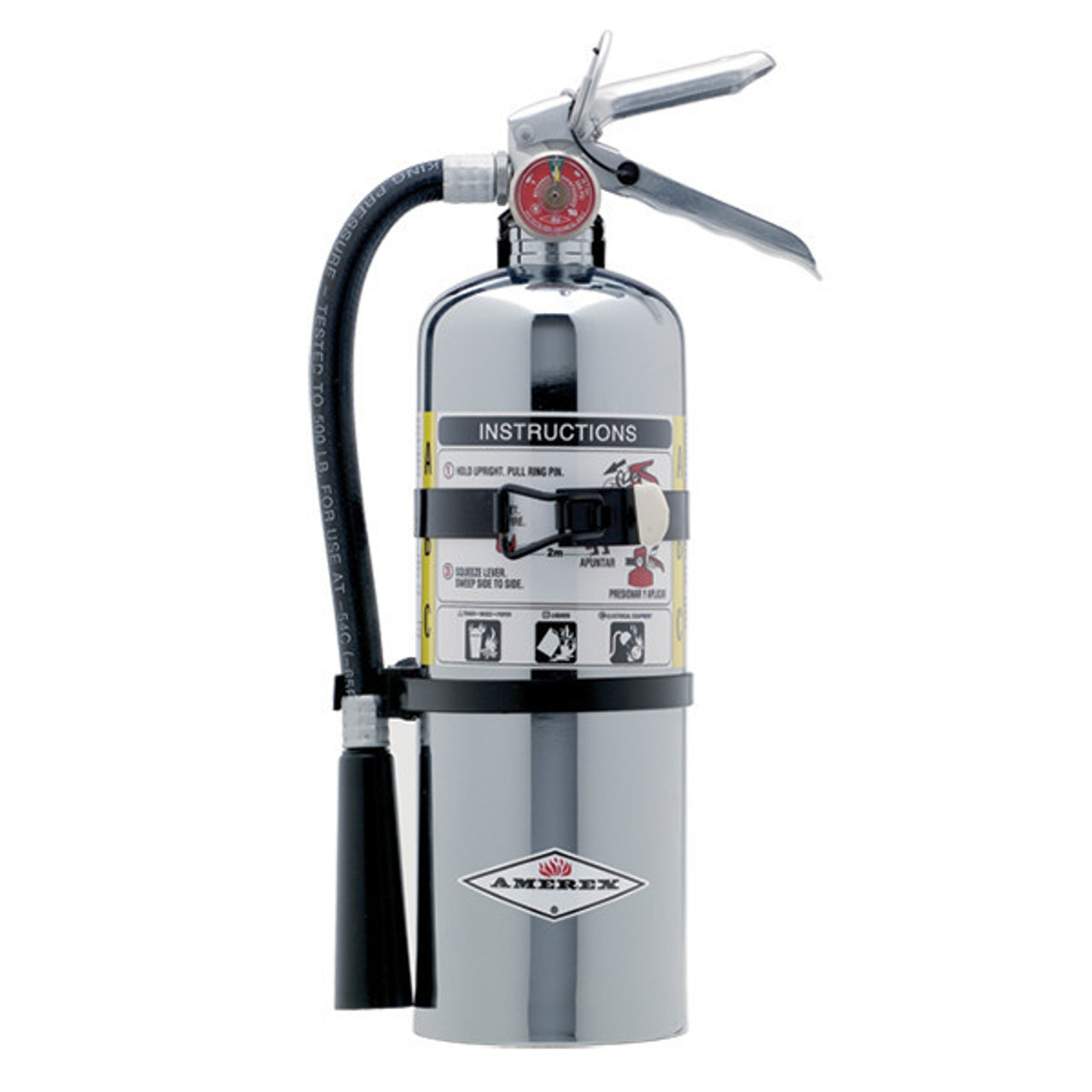 Amerex 5 lb ABC Chrome Fire Extinguisher w/ Vehicle/Marine Bracket - 500TC  - Jendco Safety Supply