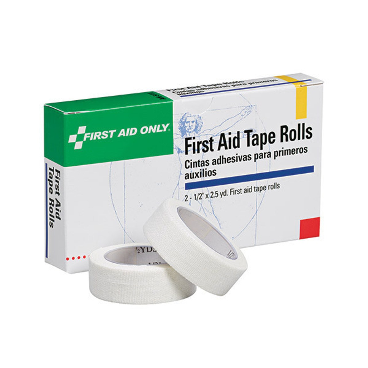 First Aid Only First Aid Tape, 0.5 x 2.5 yds, White, 2/Box