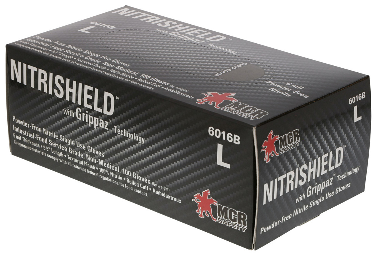 6 mil Black Nitrile MCR NitriShield with Grippaz Technology