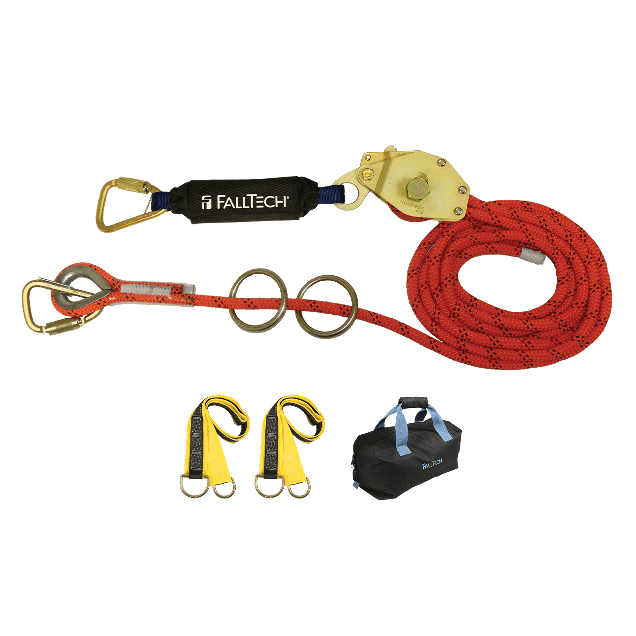 FallTech 100' Temporary Rope HLL System; 2-person with Kernmantle