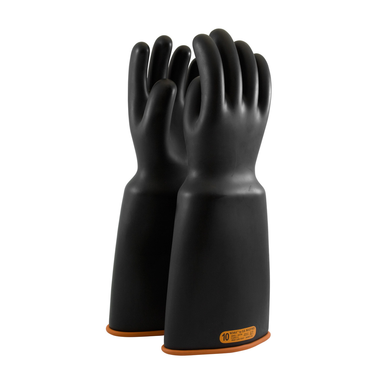 PIP Novax 155-4-16 Work Gloves 155-4-16,11, Size 11, Rubber, Black, Orange