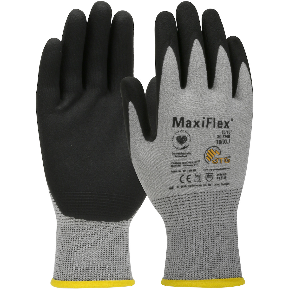 MaxiFlex Elite ESD Anti-Static Seamless Knit Nylon Glove w/Nitrile Coated  MicroFoam Grip on Palm Fingers Touchscreen Gray 1/DZ 34-774B - Main Image