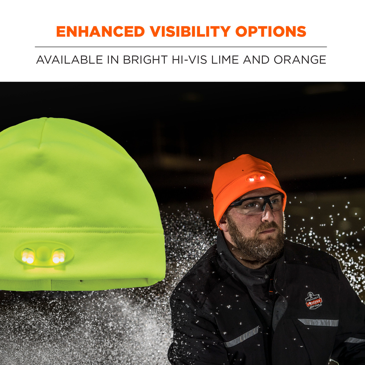 Ergodyne N-Ferno 6804 Skull Cap Winter Hat with LED Lights