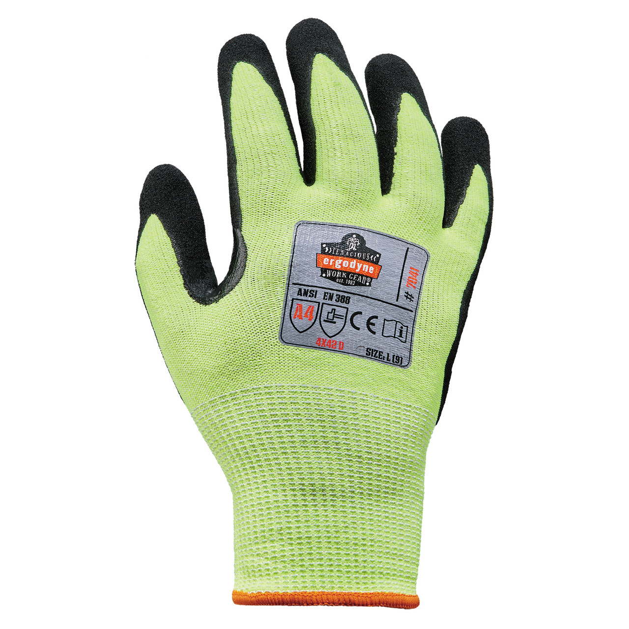 ANSI/ISEA 105-2016 Level A4 Impact & Cut Resistant Gloves, Hi-Vis, Nitrile  Coated