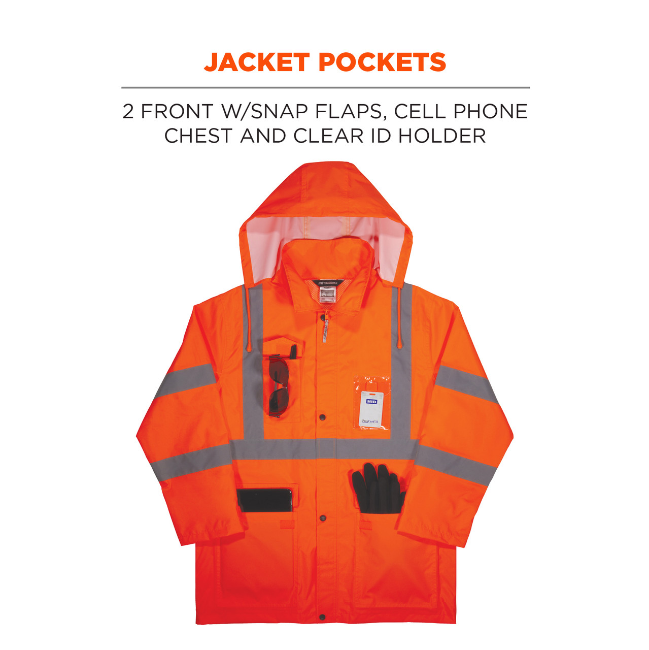 Ergodyne GloWear 8376K Lightweight Hi-Vis Rain Suit - Orange