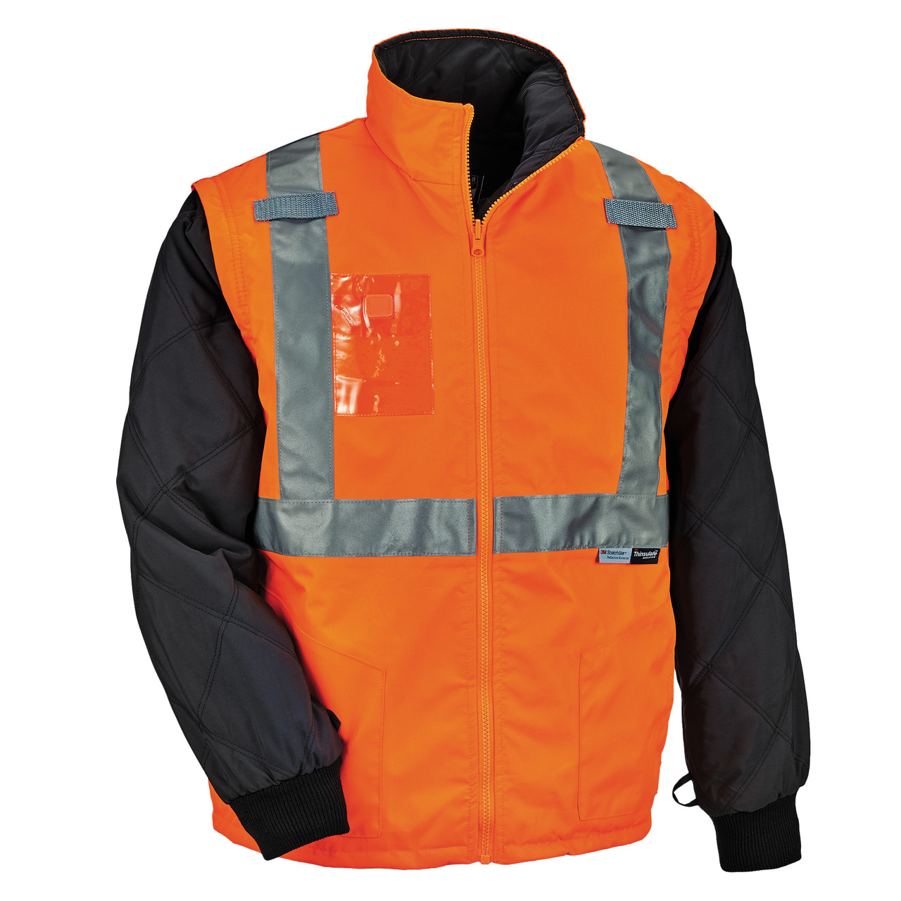 Full Sleeves Industrial Reflective Safety Jacket - Orange - TTF