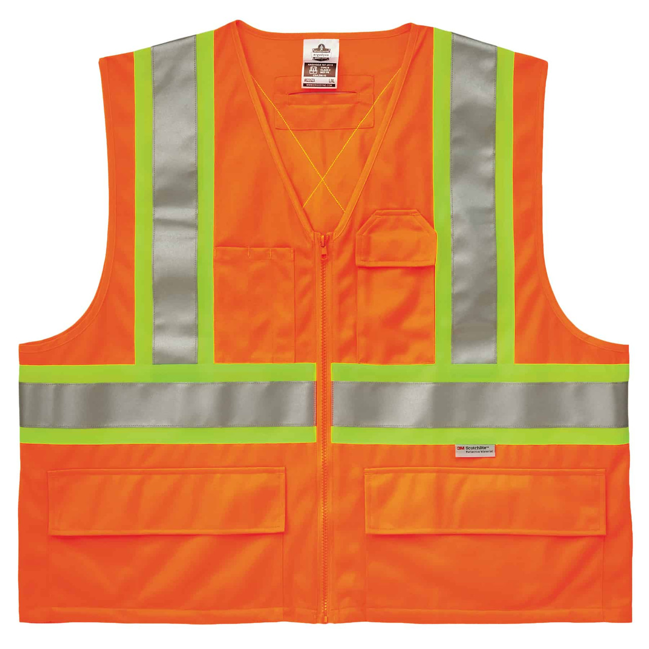 3M Scotchlite Safety Vest with Pockets and Zipper, Class 2, Size L