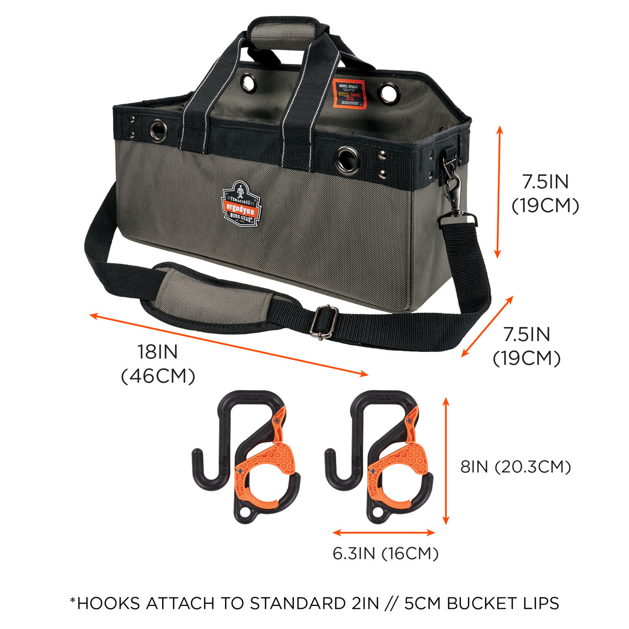 Ergodyne Arsenal 5846 Bucket Truck Tool Bag with Locking Aerial Bucket  Hooks Kit - L