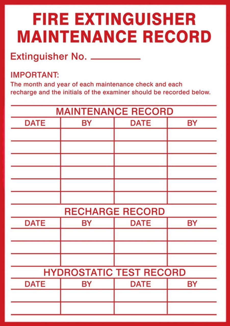 Fire extinguisher maintenance record shop labels