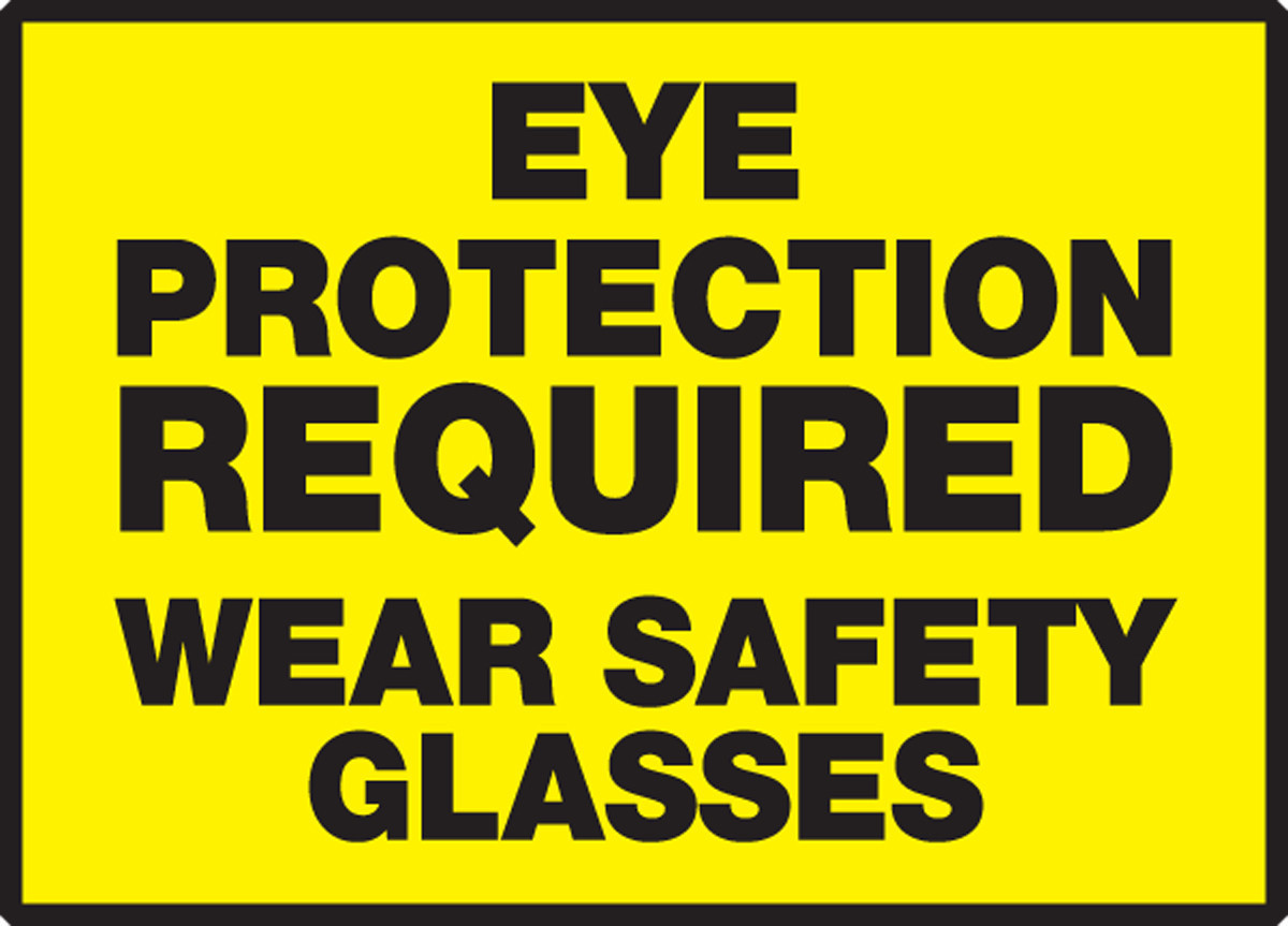 Safety Label: Eye Protection Required - Wear Safety Glasses 3 1/2