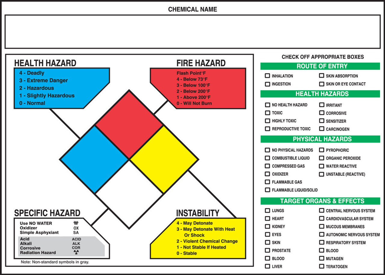 NFPA Target Organ Label 10