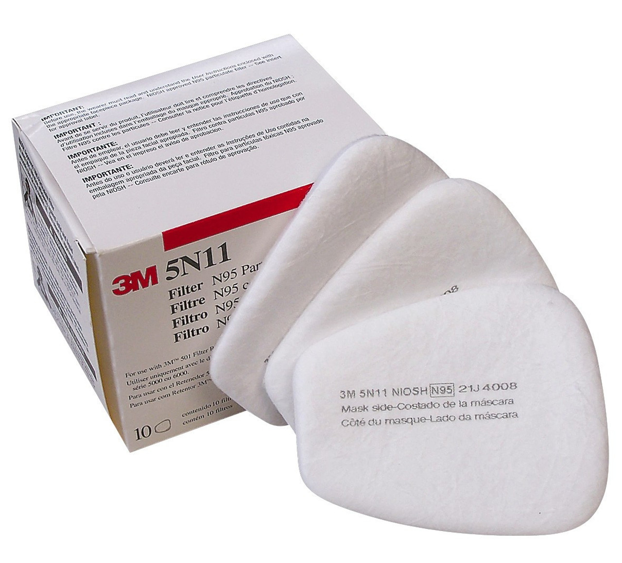3M N95 Respirator Filter, 5N11, Disposable, Helps Protect Against Non-Oil  Based Particulates, Use With 3M 5000 Series Respirators or 6000 Series Gas  and Vapor Cartridges, 10 Pack: Safety Respirators: : Tools 