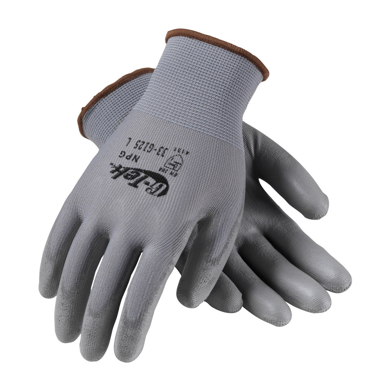 P-Grip Polyurethane Coated Glove, Gray/Gray, 12/pair