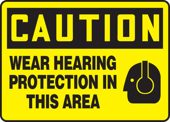 OSHA Caution Safety Sign: Wear Hearing Protection In This Area 10" x 14" Dura-Plastic 1/Each - MPPE714XT