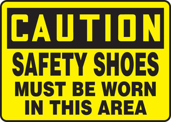 OSHA Caution Safety Sign: Safety Shoes Must Be Worn In This Area 10" x 14" Dura-Fiberglass 1/Each - MPPE719XF