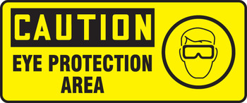 OSHA Caution Safety Sign: Eye Protection Area 7" x 17" Adhesive Vinyl 1/Each - MPPE729VS